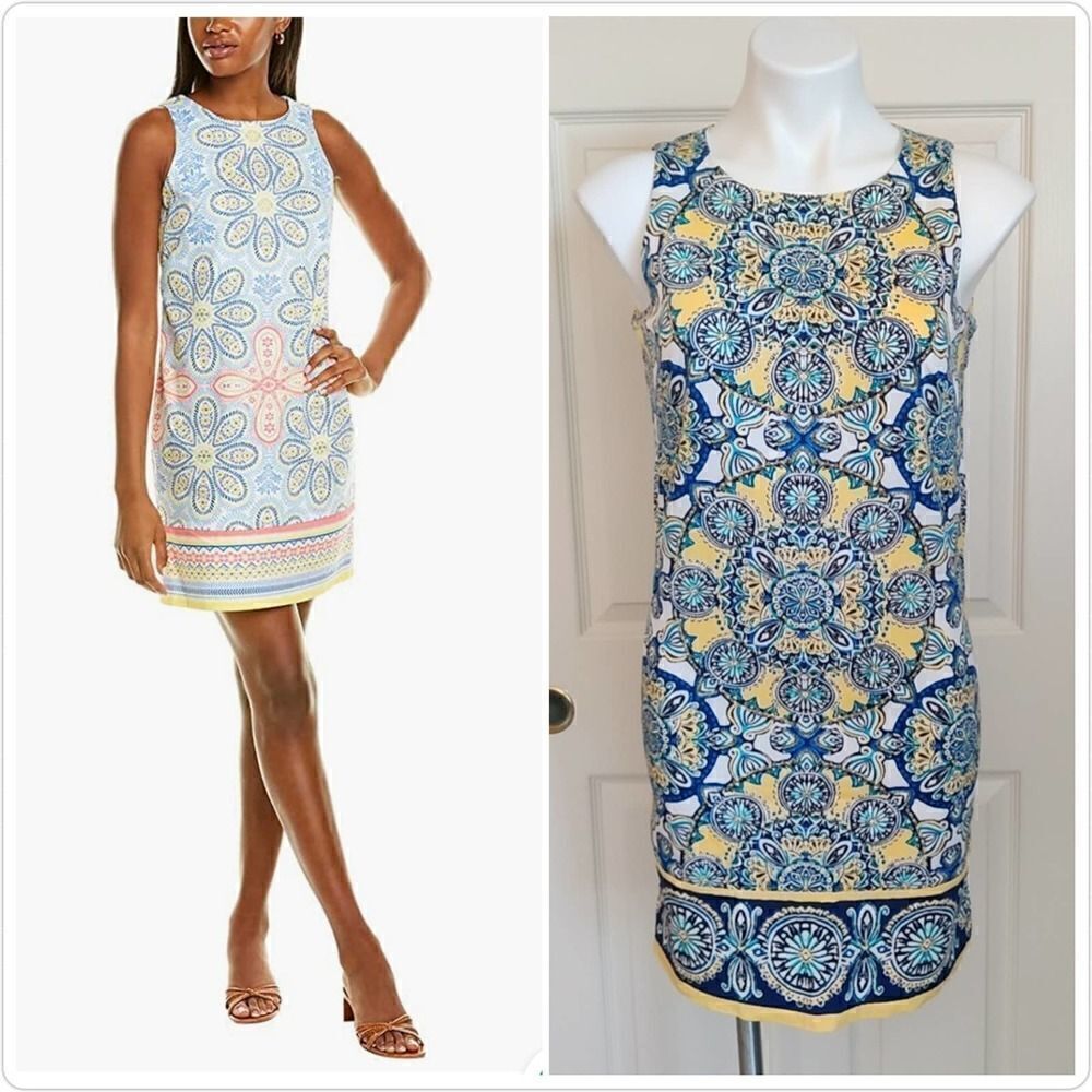 London Style Collection crew neck shift dress sz 4